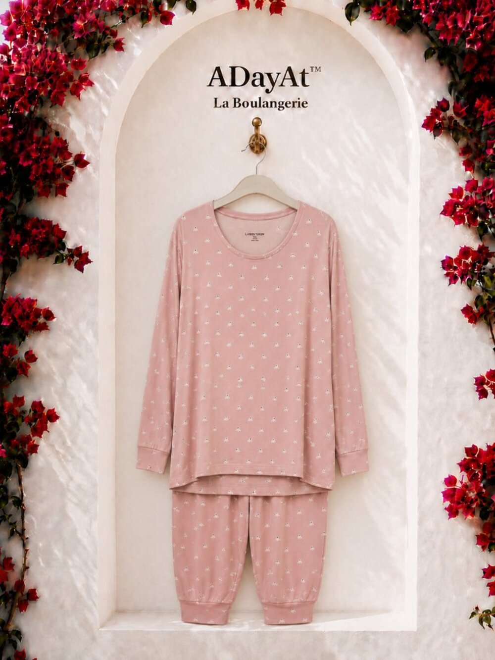 Lands' End Cozy Dog Print Pink Pajama Set Plus Size 2X 3X Soft Knit Loungewear